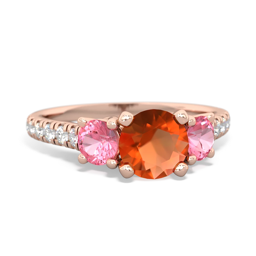 Fire Opal Pave Trellis 14K Rose Gold ring R5500