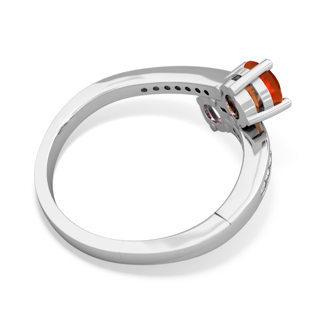 Fire Opal Channel Set Two Stone 14K White Gold ring R5303