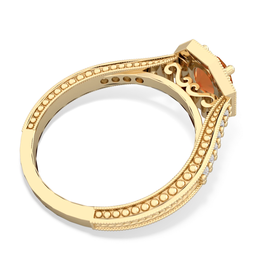 Fire Opal Art-Deco Starburst 14K Yellow Gold ring R5520
