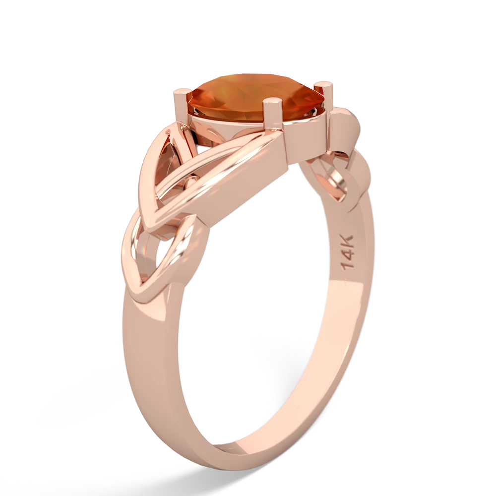 Fire Opal Celtic Trinity Knot 14K Rose Gold ring R2389