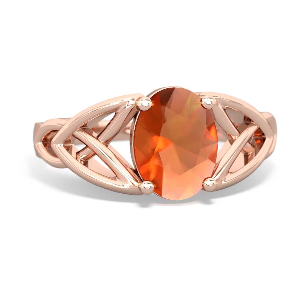 Fire Opal Celtic Trinity Knot 14K Rose Gold ring R2389