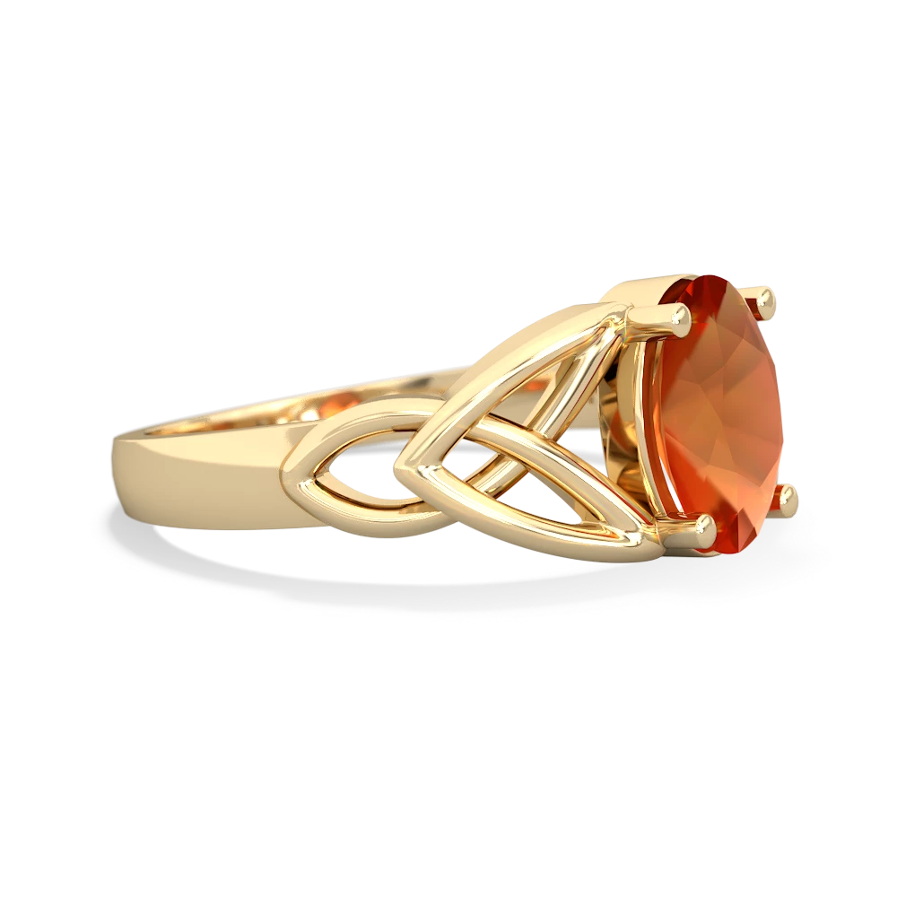 Fire Opal Celtic Trinity Knot 14K Yellow Gold ring R2389