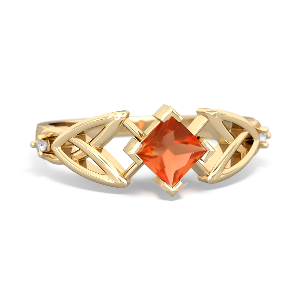 Fire Opal Celtic Trinity Knot 14K Yellow Gold ring R3349