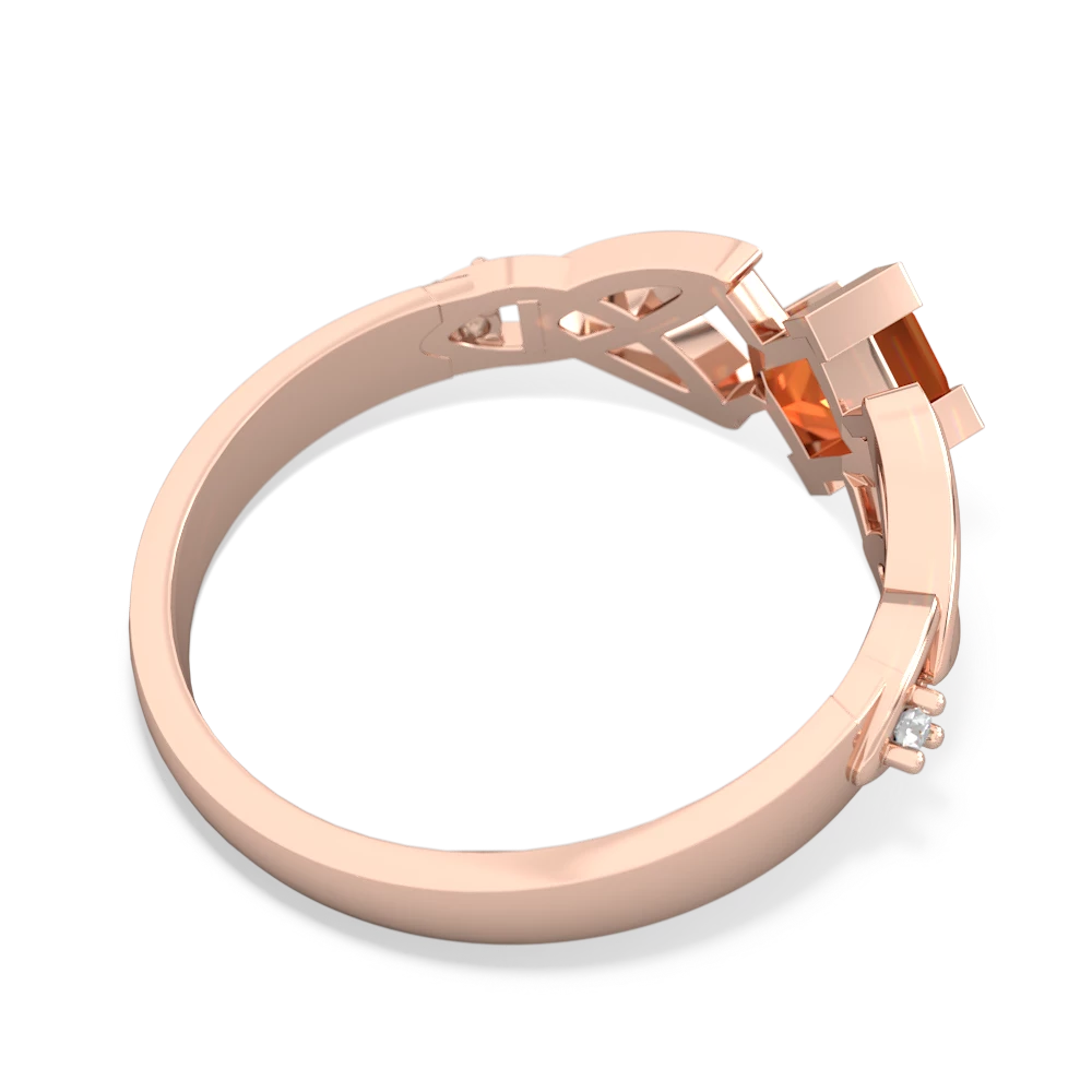 Fire Opal Celtic Knot Princess 14K Rose Gold ring R3349