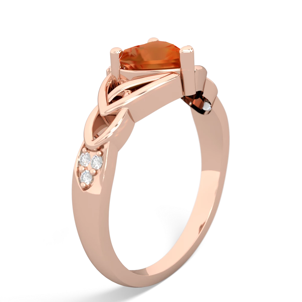 Fire Opal Claddagh Celtic Knot Diamond 14K Rose Gold ring R5001