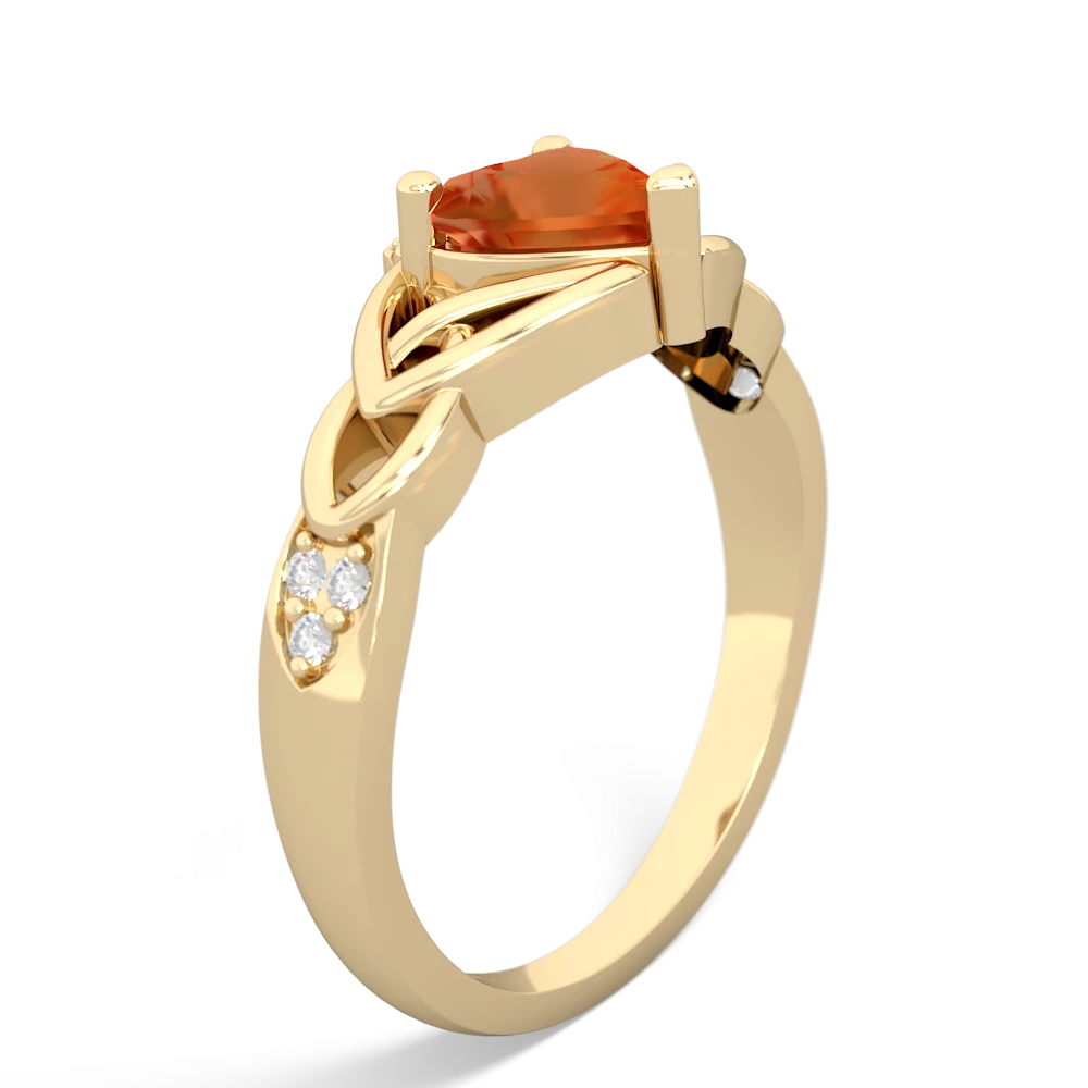 Fire Opal Claddagh Celtic Knot Diamond 14K Yellow Gold ring R5001