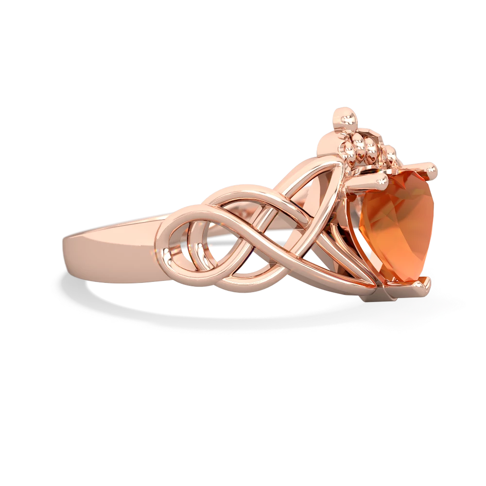 Fire Opal Claddagh Celtic Knot 14K Rose Gold ring R2367