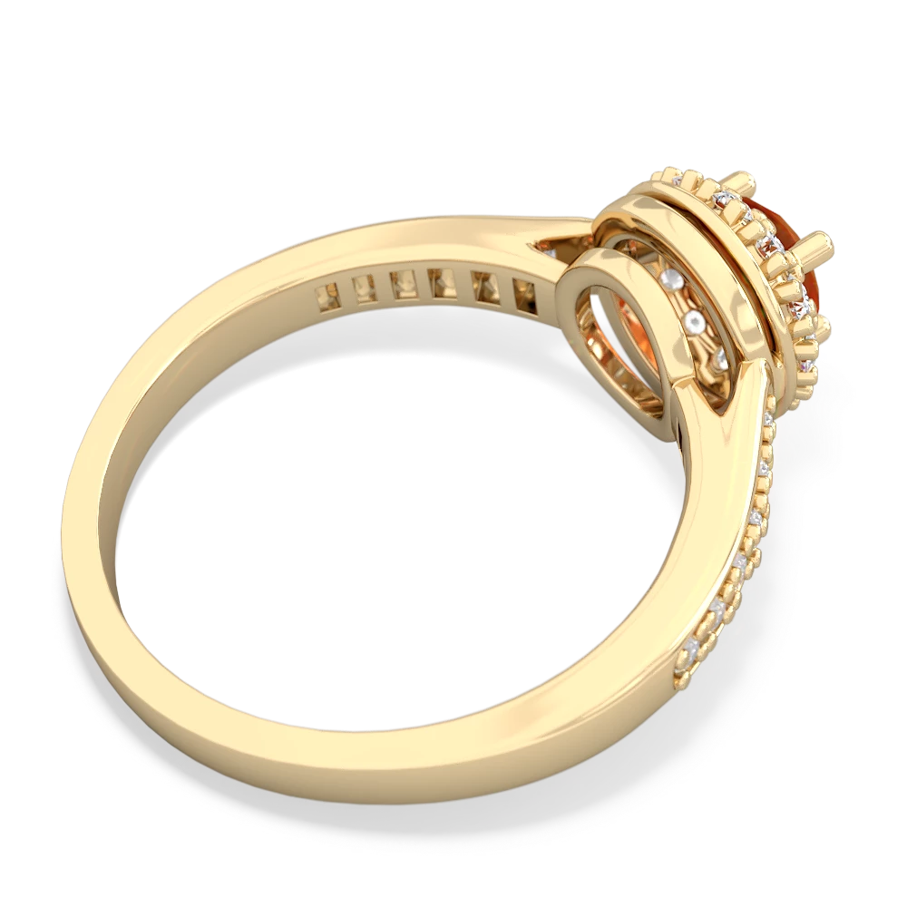 Fire Opal Diamond Halo 14K Yellow Gold ring R5370