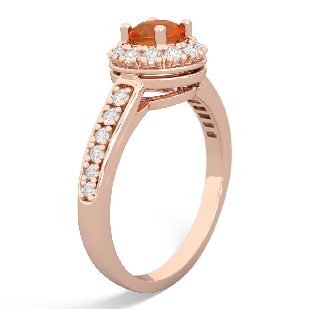 Fire Opal Diamond Halo 14K Rose Gold ring R5370