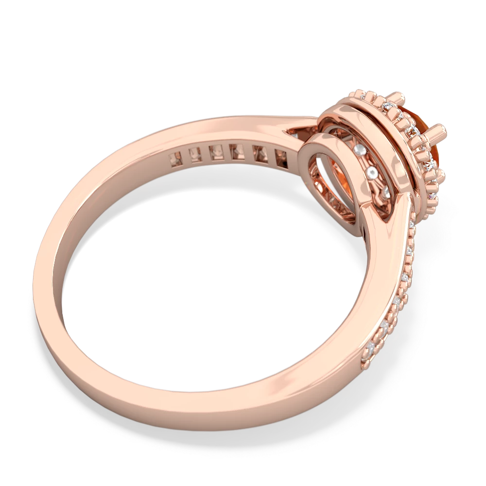 Fire Opal Diamond Halo 14K Rose Gold ring R5370