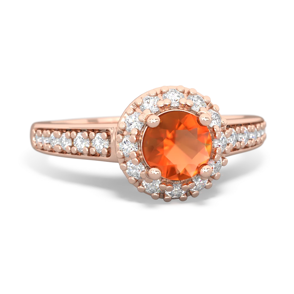 Fire Opal Diamond Halo 14K Rose Gold ring R5370