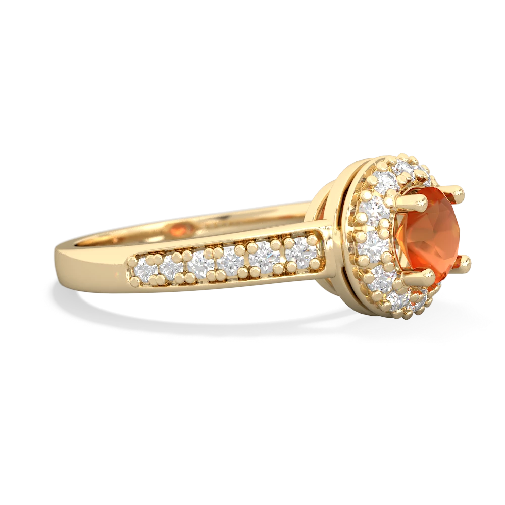 Fire Opal Diamond Halo 14K Yellow Gold ring R5370