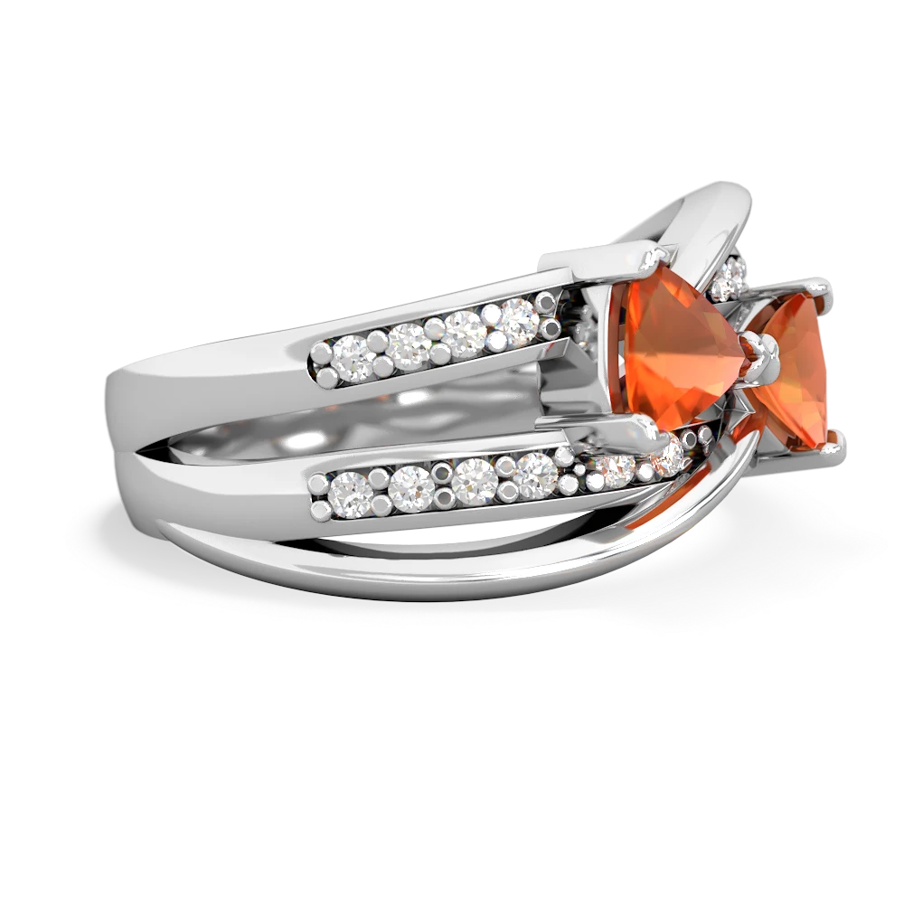 Fire Opal Bowtie 14K White Gold ring R2360