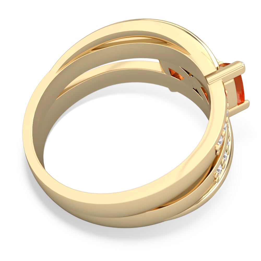 Fire Opal Bowtie 14K Yellow Gold ring R2360