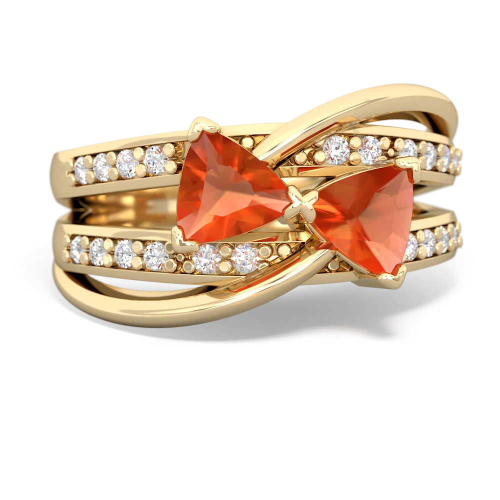 Fire Opal Bowtie 14K Yellow Gold ring R2360