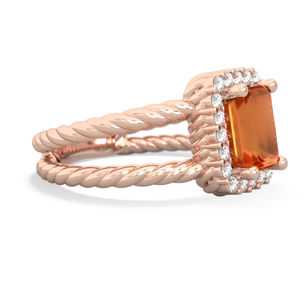 Fire Opal Rope Split Band 14K Rose Gold ring R2628