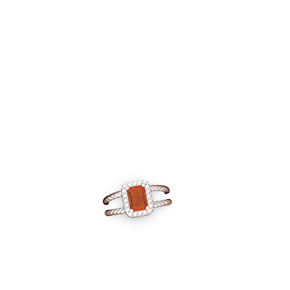 Fire Opal Rope Split Band 14K White Gold ring R2628