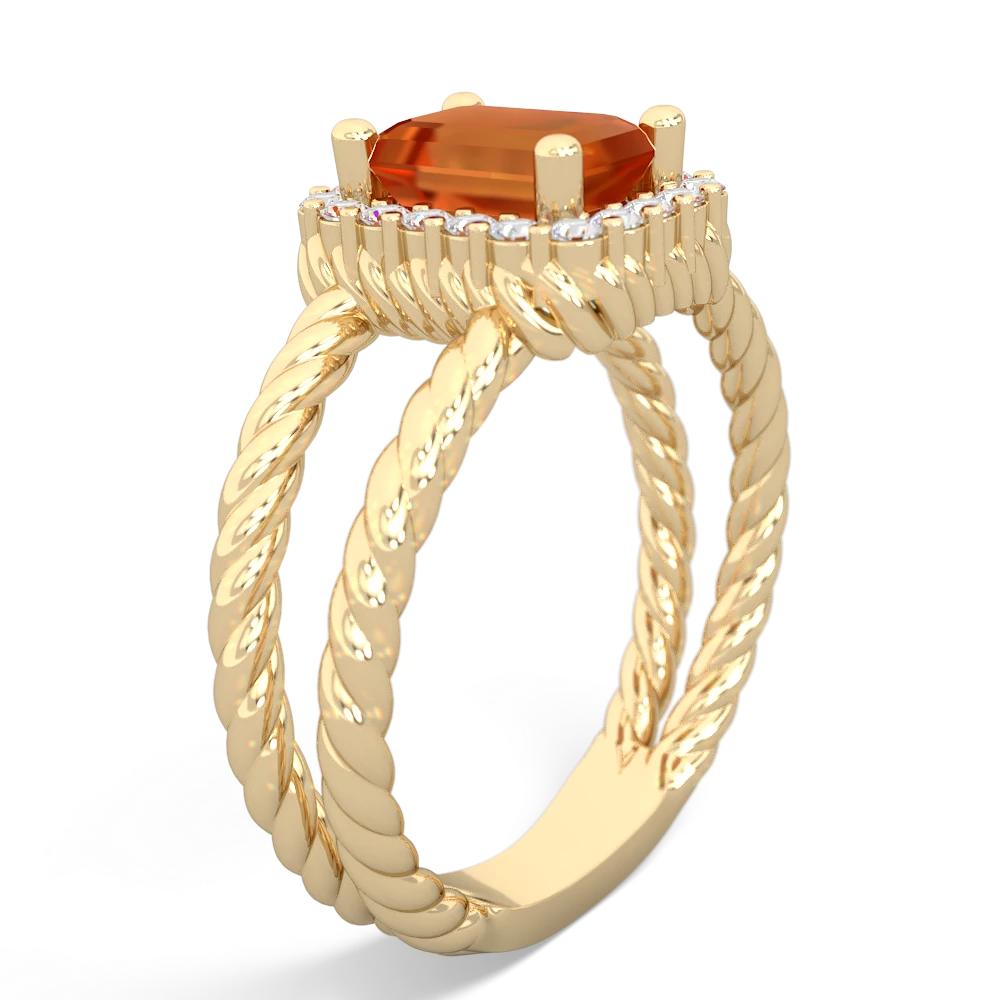 Fire Opal Rope Split Band 14K Yellow Gold ring R2628