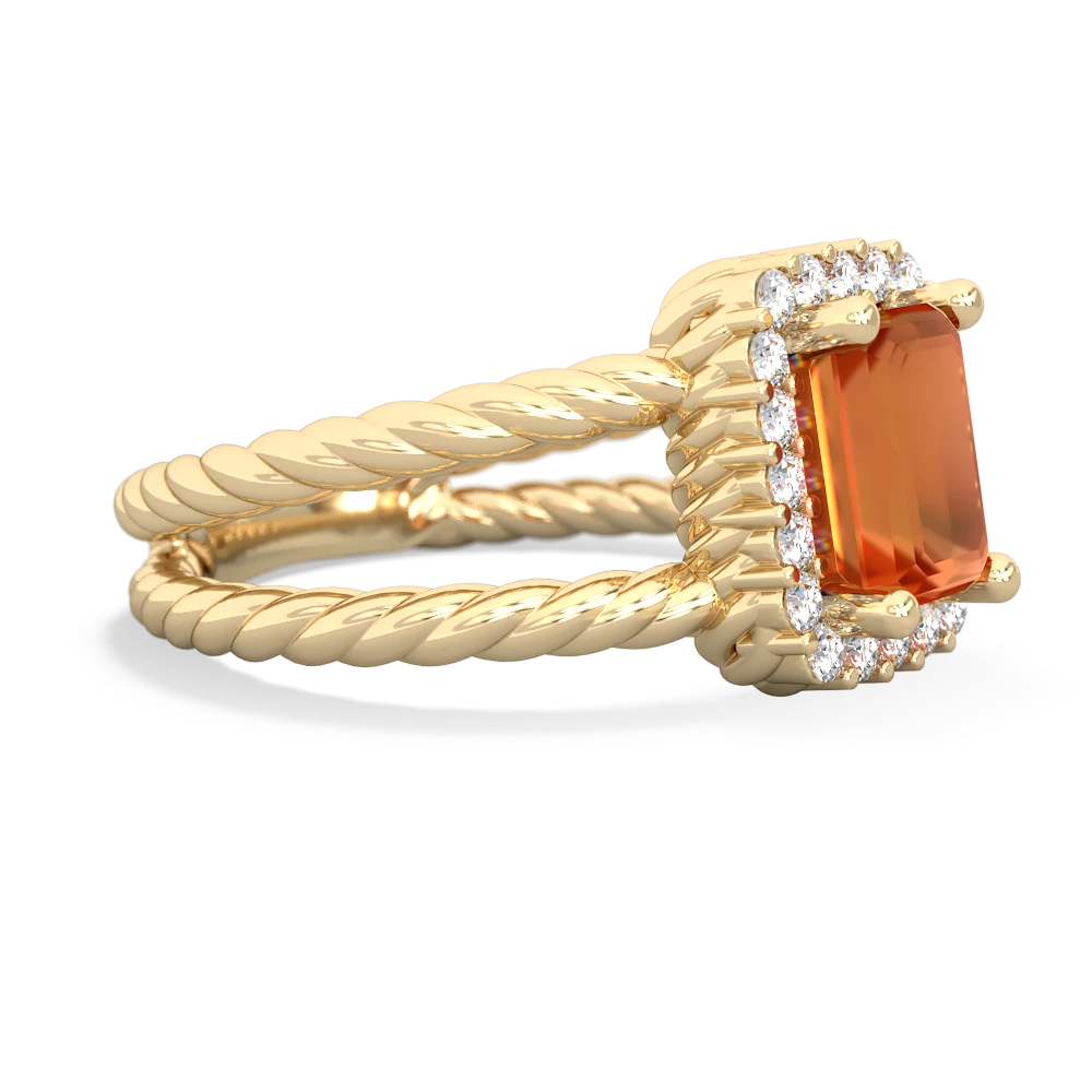 Fire Opal Rope Split Band 14K Yellow Gold ring R2628