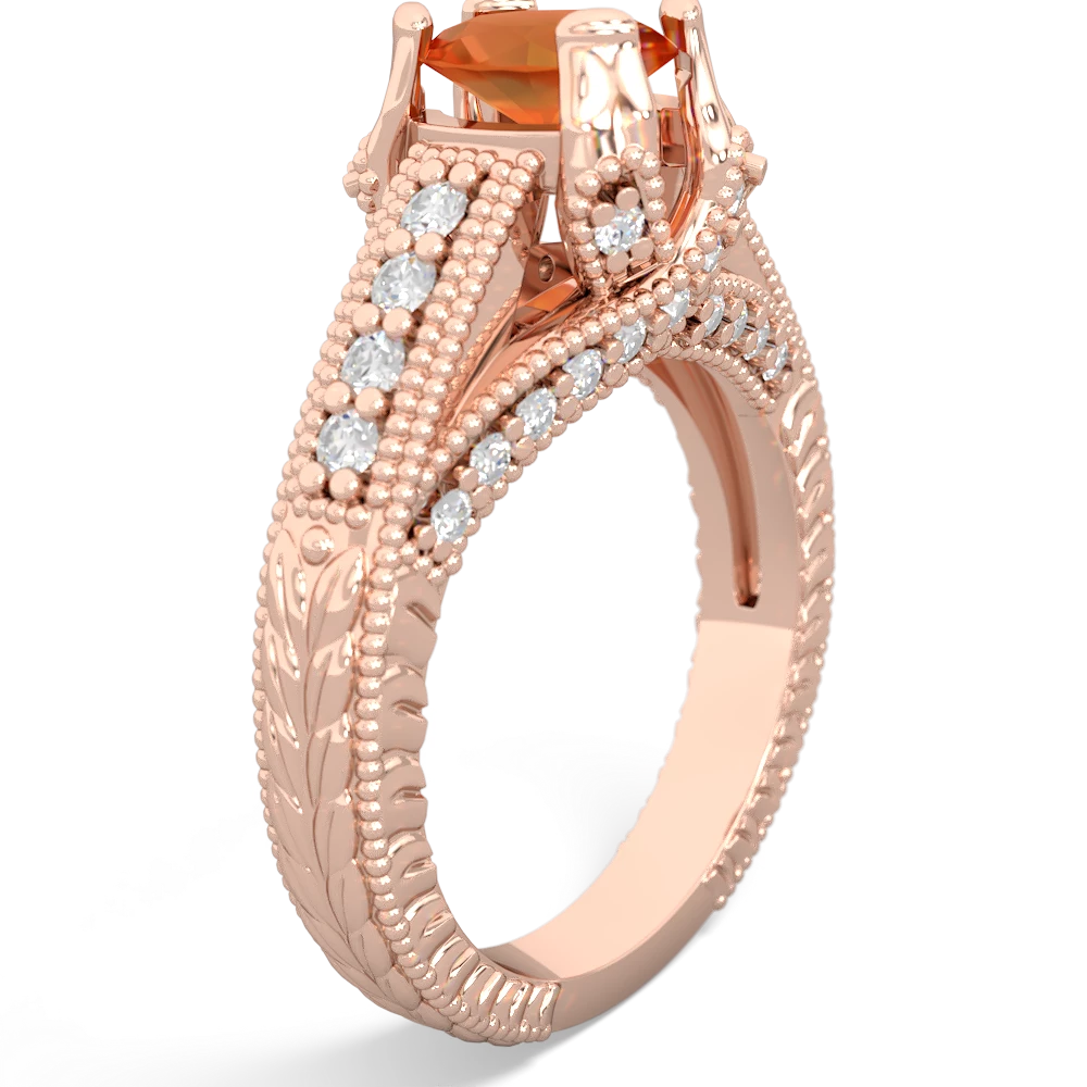 Fire Opal Antique Style 14K Rose Gold ring R2028