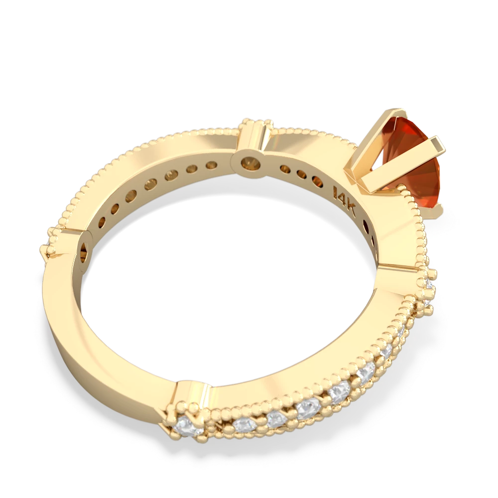 Fire Opal Milgrain Antique Style 14K Yellow Gold ring R26297VL