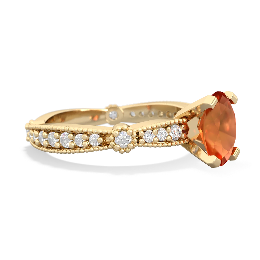 Fire Opal Sparkling Tiara 8X6 Oval 14K Yellow Gold ring R26298VL