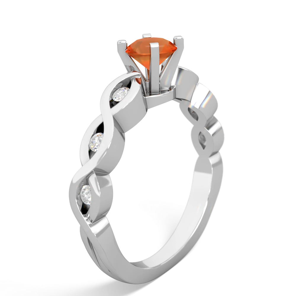 Fire Opal Infinity 5Mm Round Engagement 14K White Gold ring R26315RD