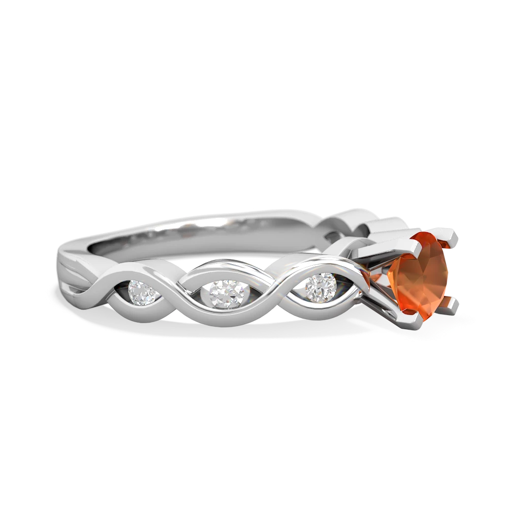 Fire Opal Infinity 5Mm Round Engagement 14K White Gold ring R26315RD