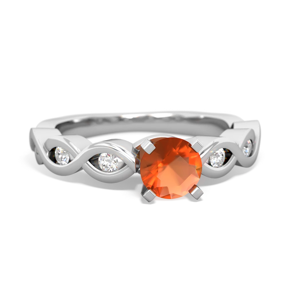 Fire Opal Infinity 5Mm Round Engagement 14K White Gold ring R26315RD