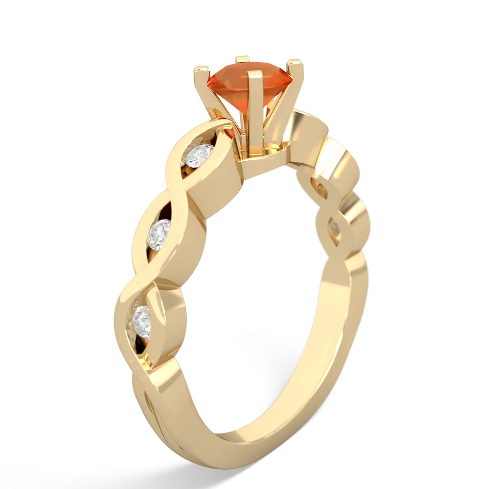 Fire Opal Infinity 5Mm Round Engagement 14K Yellow Gold ring R26315RD