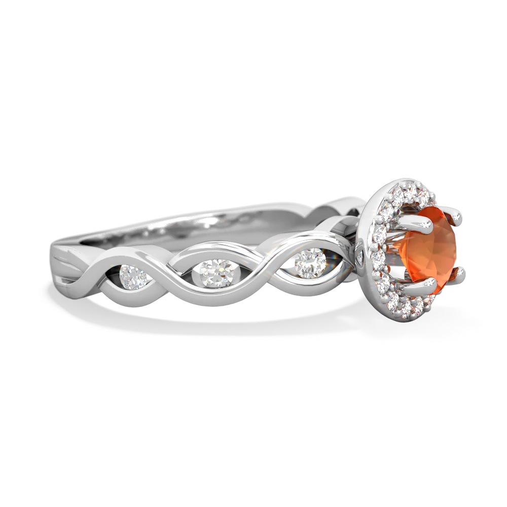 Fire Opal Infinity Halo Engagement 14K White Gold ring R26315RH