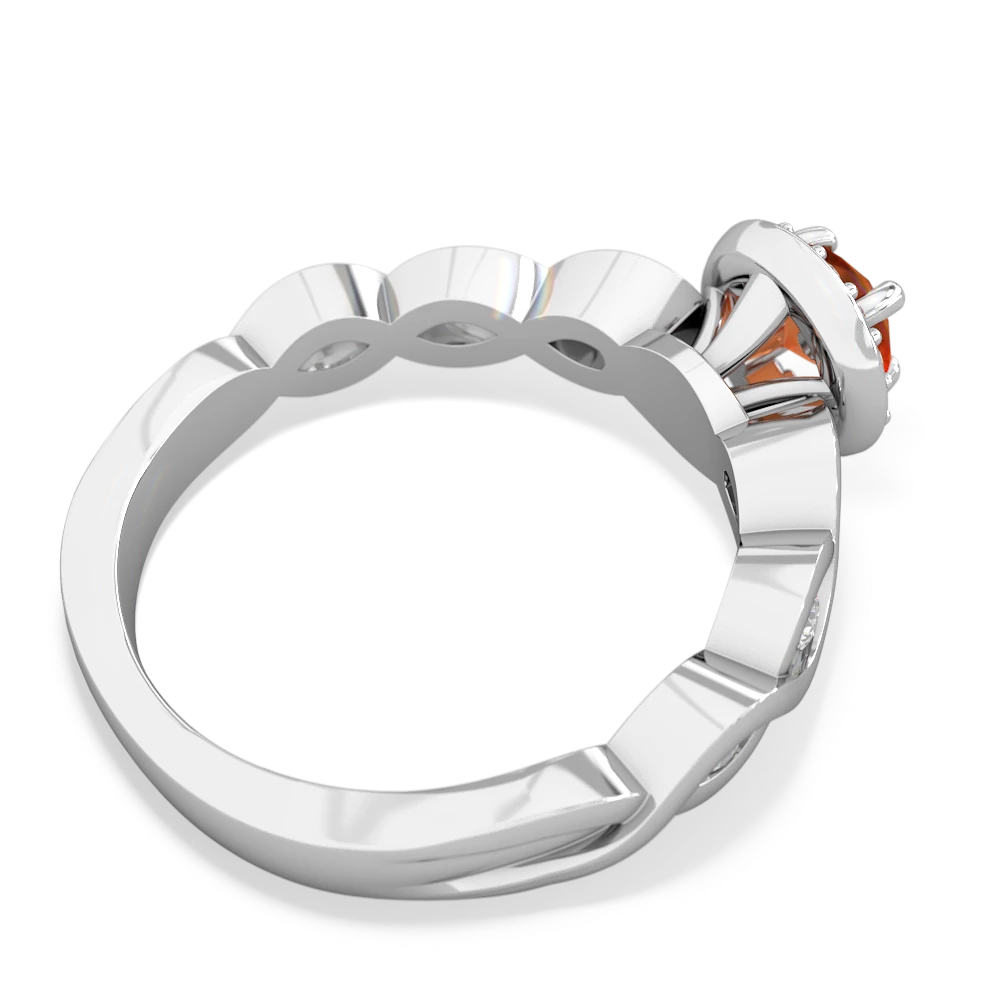 Fire Opal Infinity Halo Engagement 14K White Gold ring R26315RH