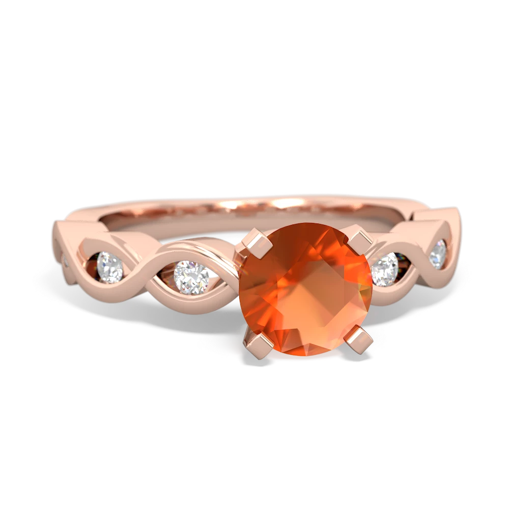 Fire Opal Infinity 6Mm Round Engagement 14K Rose Gold ring R26316RD