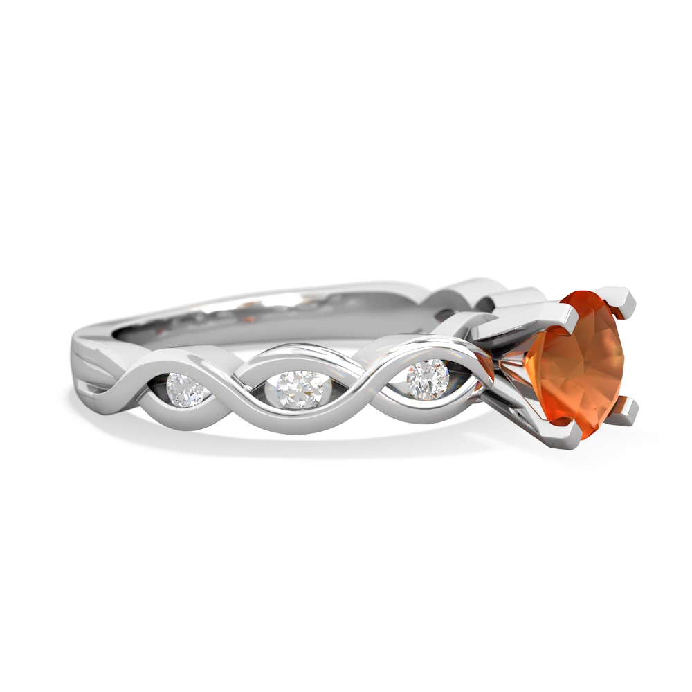 Fire Opal Infinity 6Mm Round Engagement 14K White Gold ring R26316RD