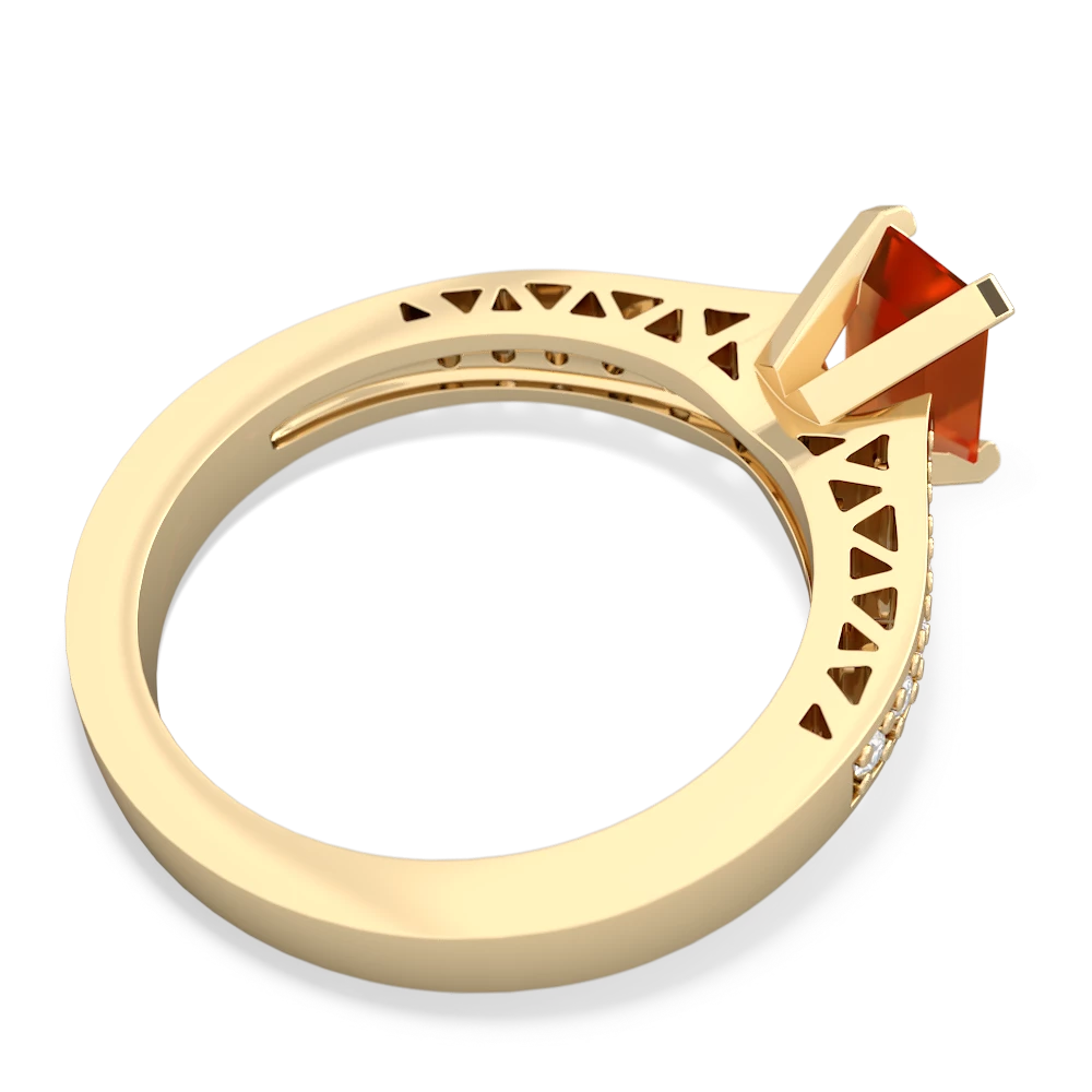 Fire Opal Art Deco Engagement 7X5mm Emerald-Cut 14K Yellow Gold ring R26357EM