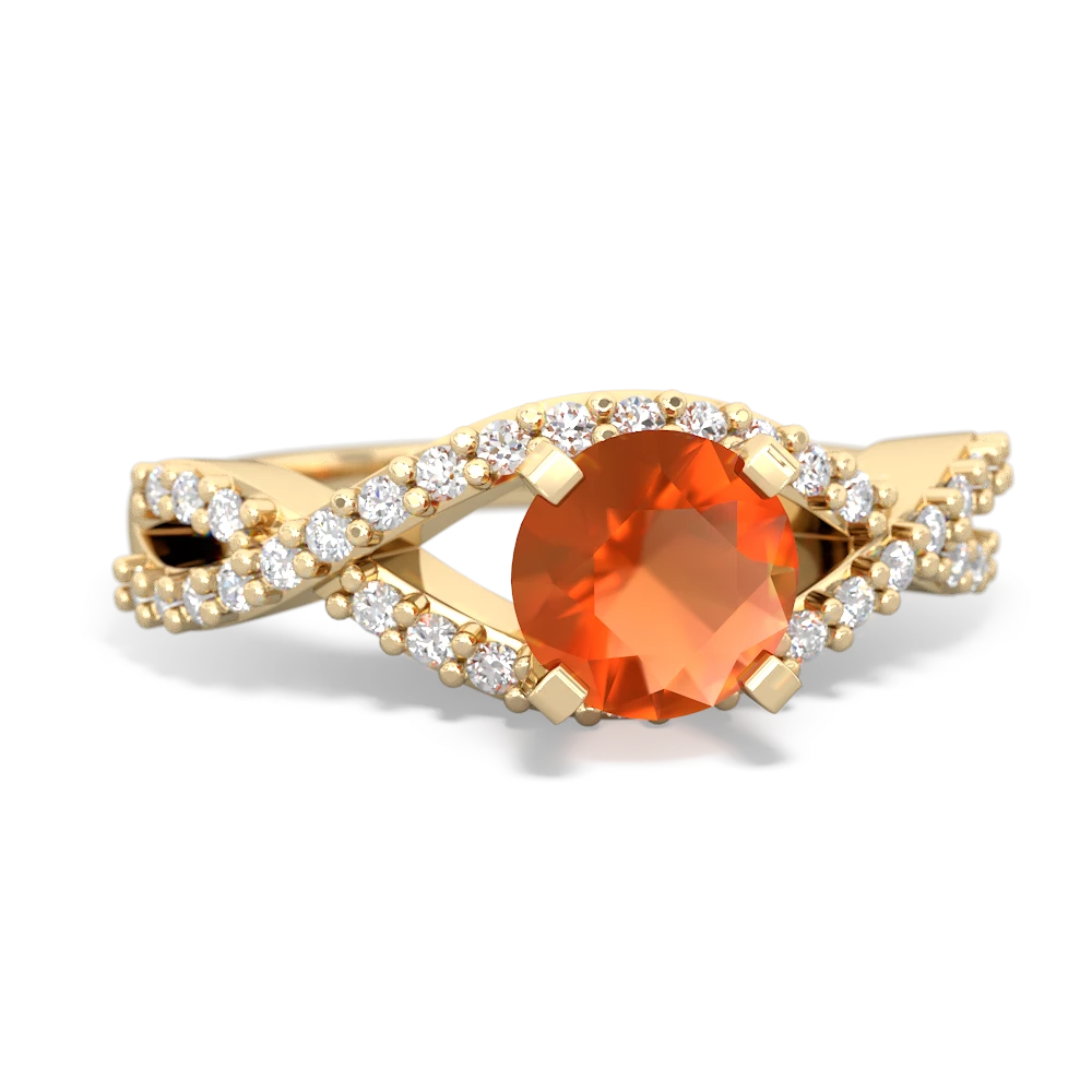 Fire Opal Diamond Twist 14K Yellow Gold ring R26406RD