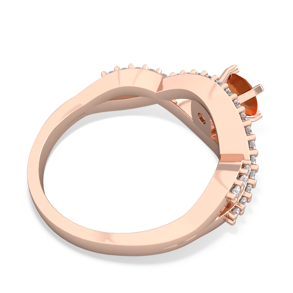 Fire Opal Diamond Twist 5Mm Round Engagment  14K Rose Gold ring R26405RD
