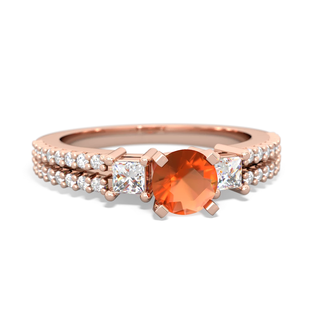 Fire Opal Classic 5Mm Round Engagement 14K Rose Gold ring R26435RD