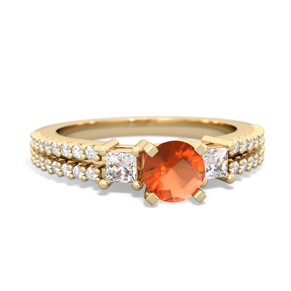 Fire Opal Classic 5Mm Round Engagement 14K Yellow Gold ring R26435RD