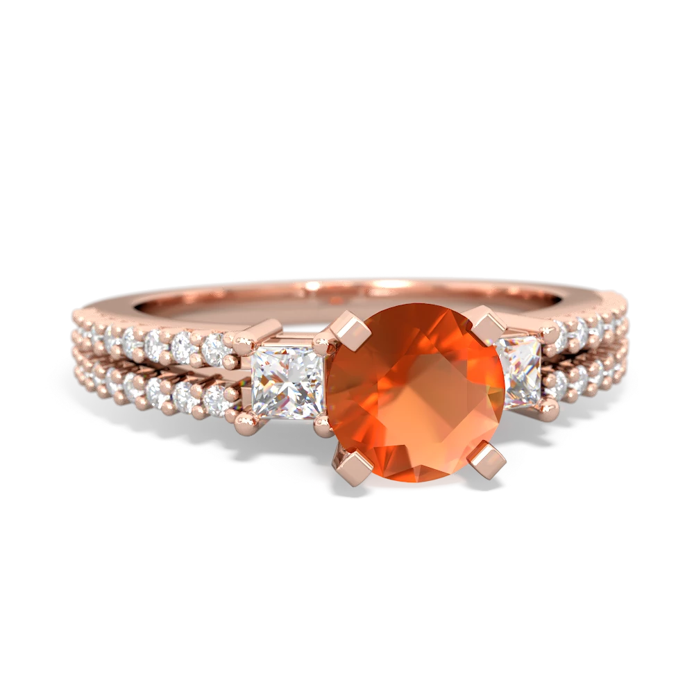 Fire Opal Classic 6Mm Round Engagement 14K Rose Gold ring R26436RD