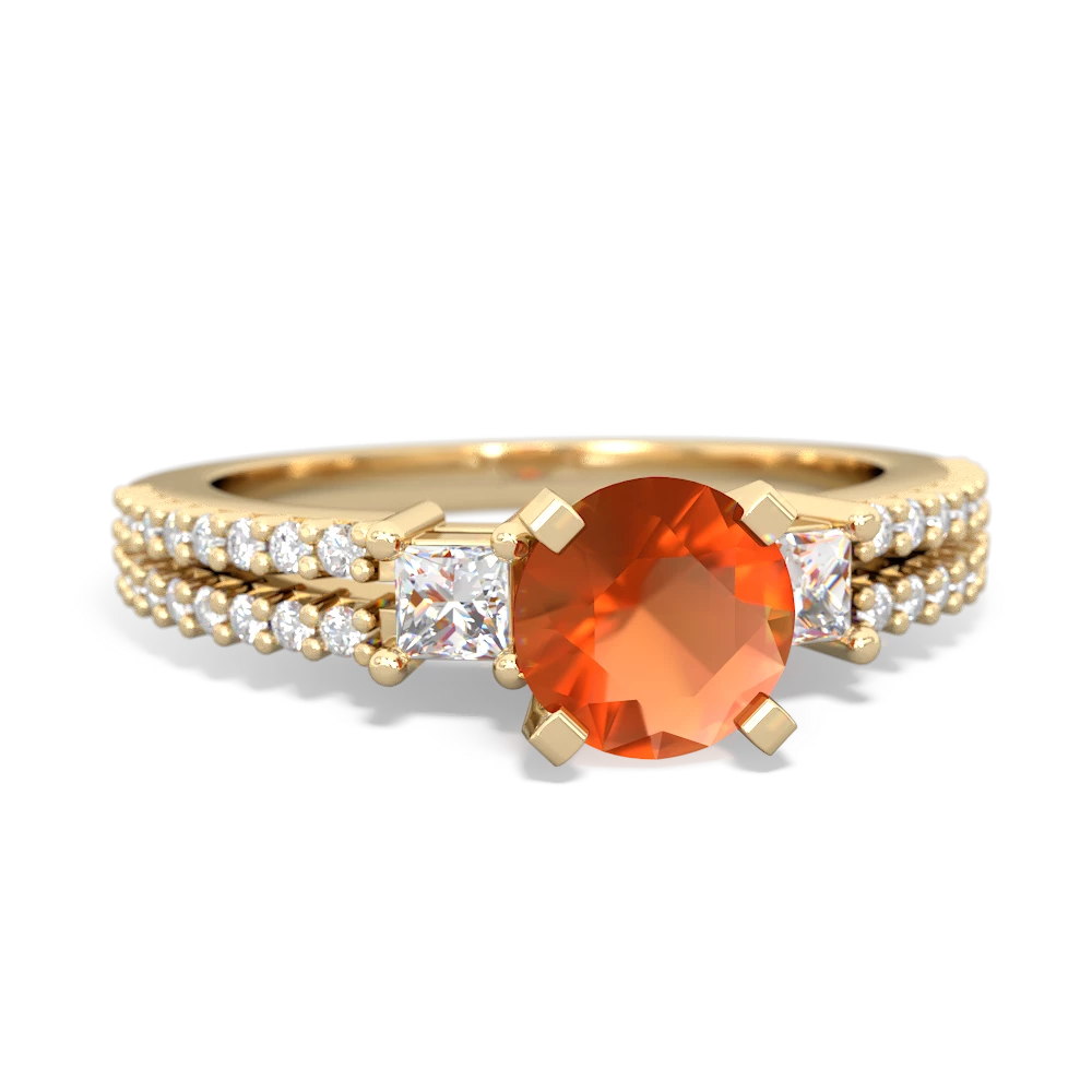 Fire Opal Classic 6Mm Round Engagement 14K Yellow Gold ring R26436RD