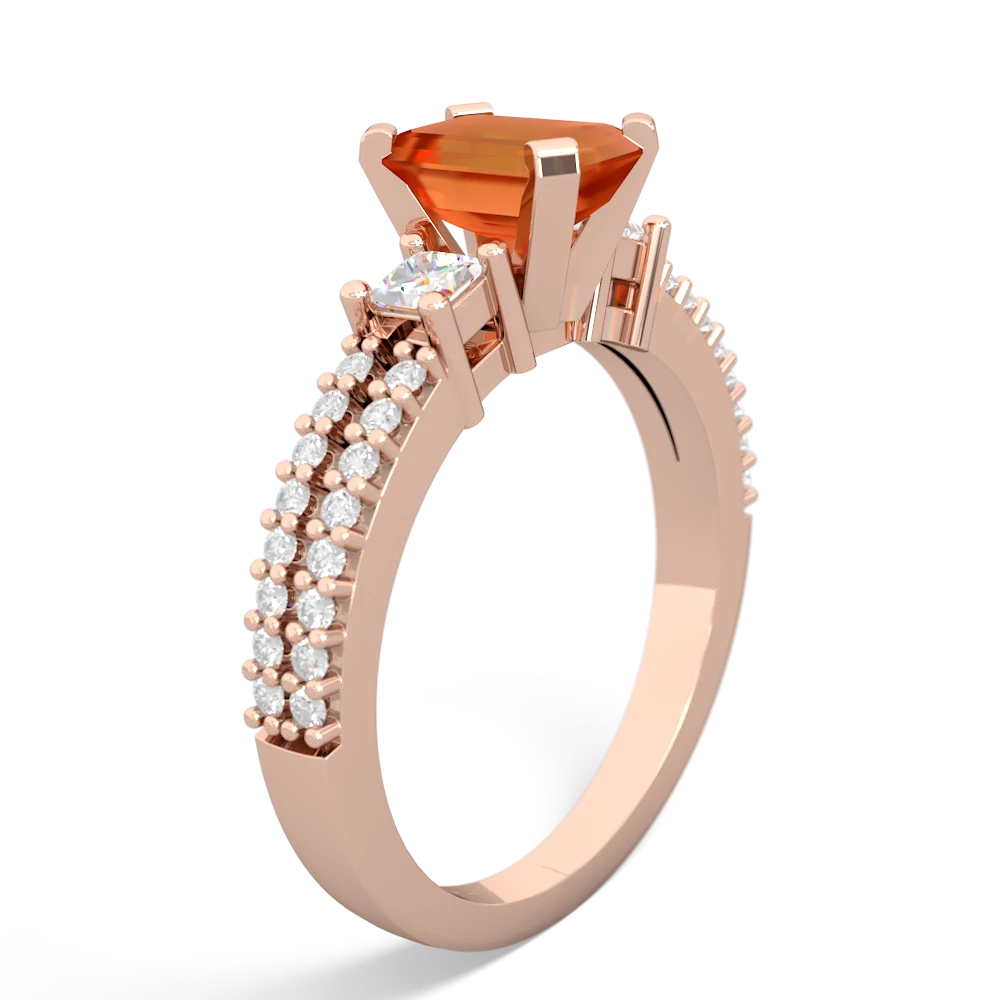 Fire Opal Classic 7X5mm Emerald-Cut Engagement 14K Rose Gold ring R26437EM