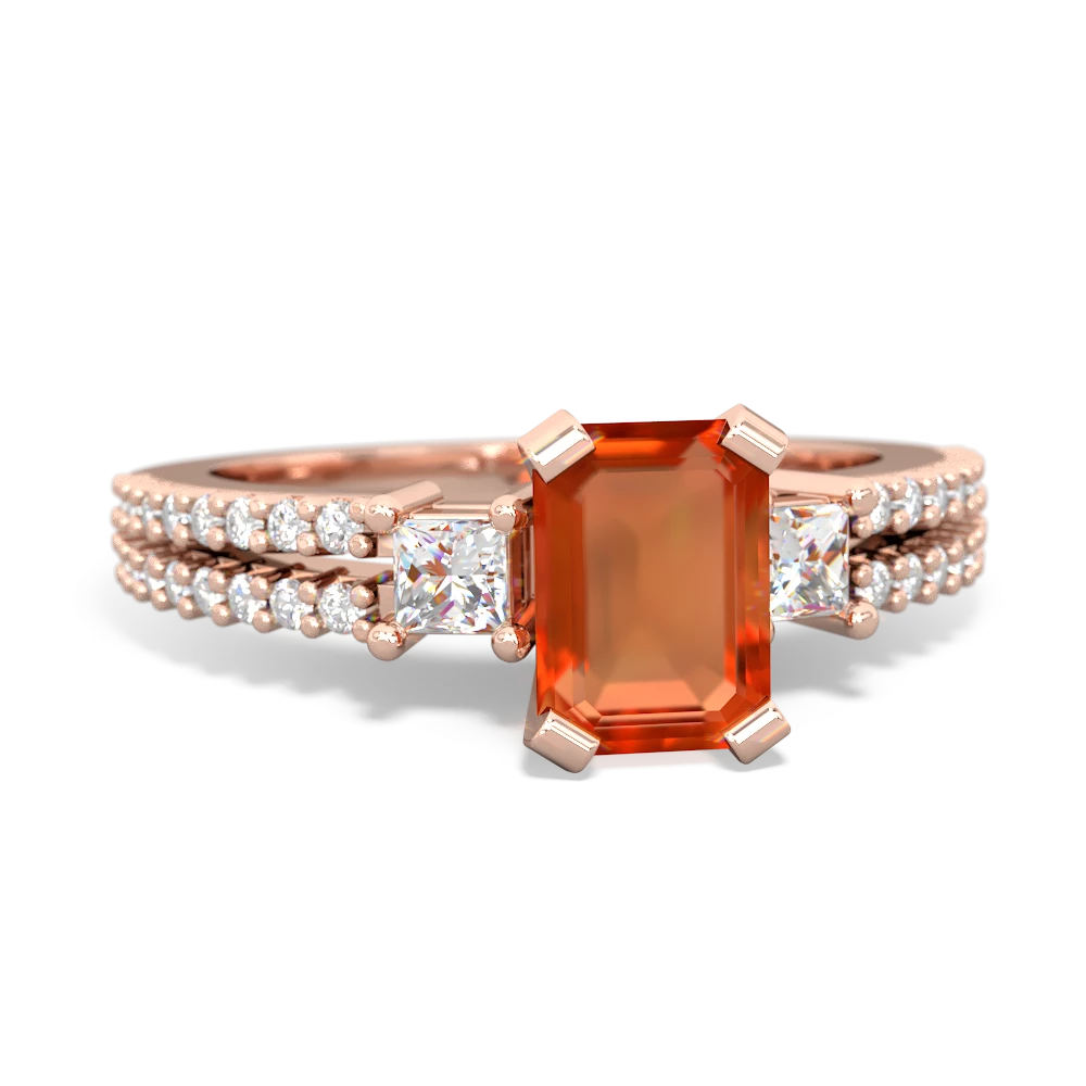 Fire Opal Classic 7X5mm Emerald-Cut Engagement 14K Rose Gold ring R26437EM