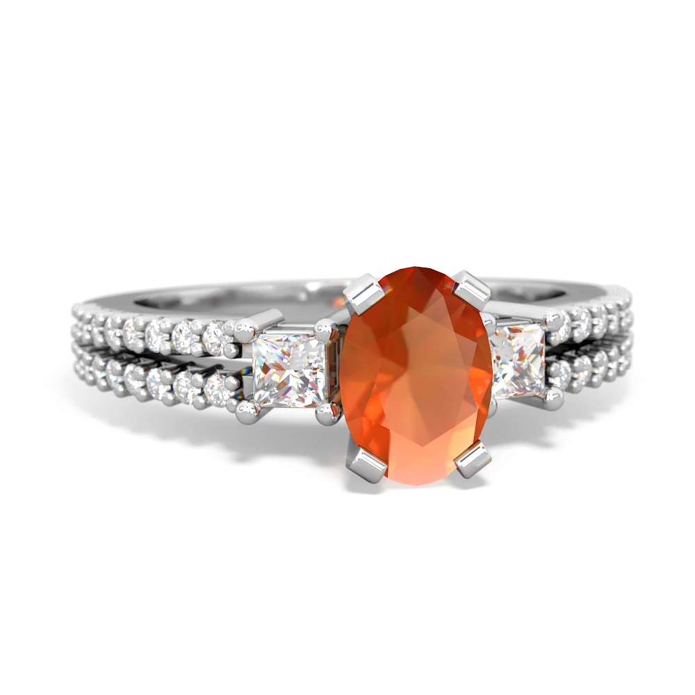 Fire Opal Classic 7X5mm Oval Engagement 14K White Gold ring R26437VL