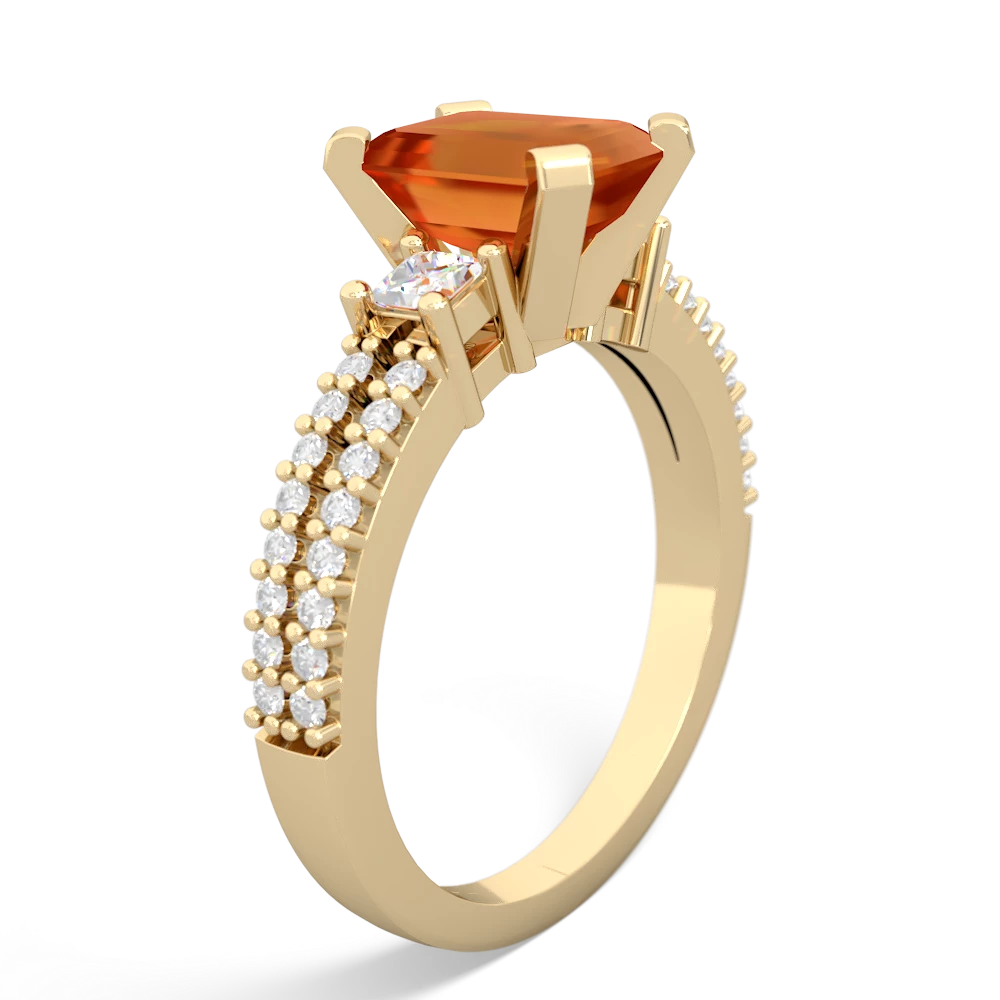 Fire Opal Classic 8X6mm Emerald-Cut Engagement 14K Yellow Gold ring R26438EM