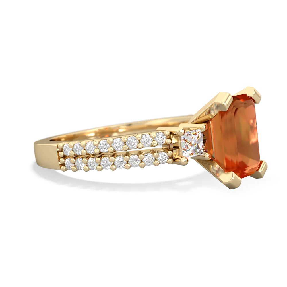 Fire Opal Classic 8X6mm Emerald-Cut Engagement 14K Yellow Gold ring R26438EM