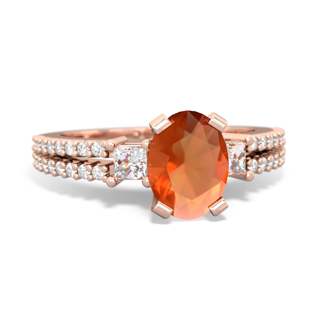 Fire Opal Classic 8X6mm Oval Engagement 14K Rose Gold ring R26438VL