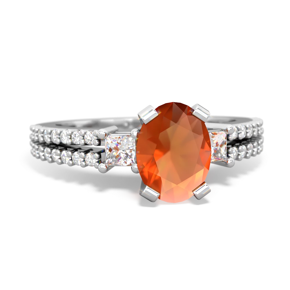 Fire Opal Classic 8X6mm Oval Engagement 14K White Gold ring R26438VL