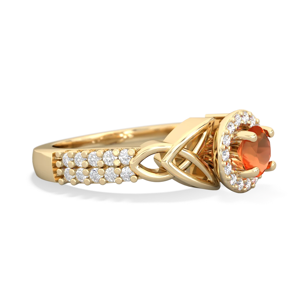 Fire Opal Celtic Knot Halo 14K Yellow Gold ring R26445RH