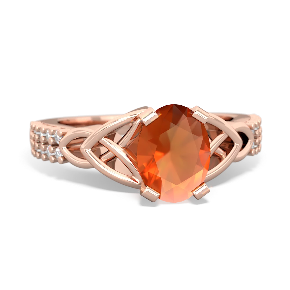 Fire Opal Celtic Knot 8X6 Oval Engagement 14K Rose Gold ring R26448VL